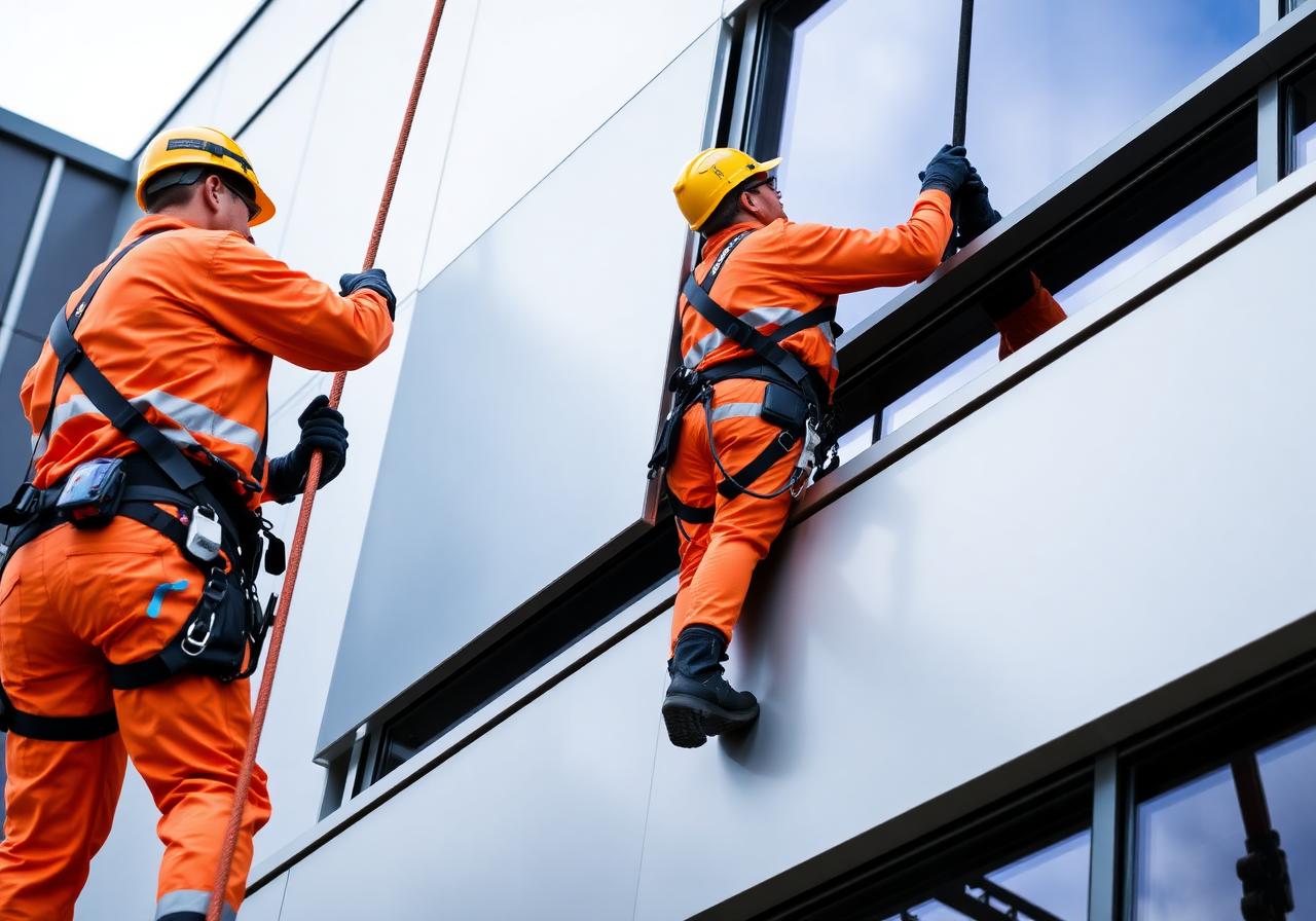 Rope access cladding installation